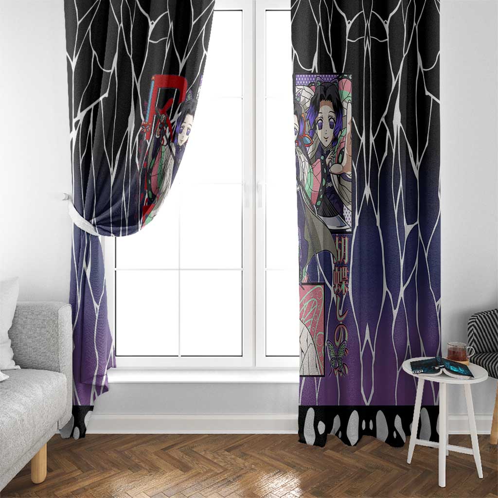 Shinobu Kocho Demon Slayer Window Curtain with Purple and Black Web Style Design - The Mazicc