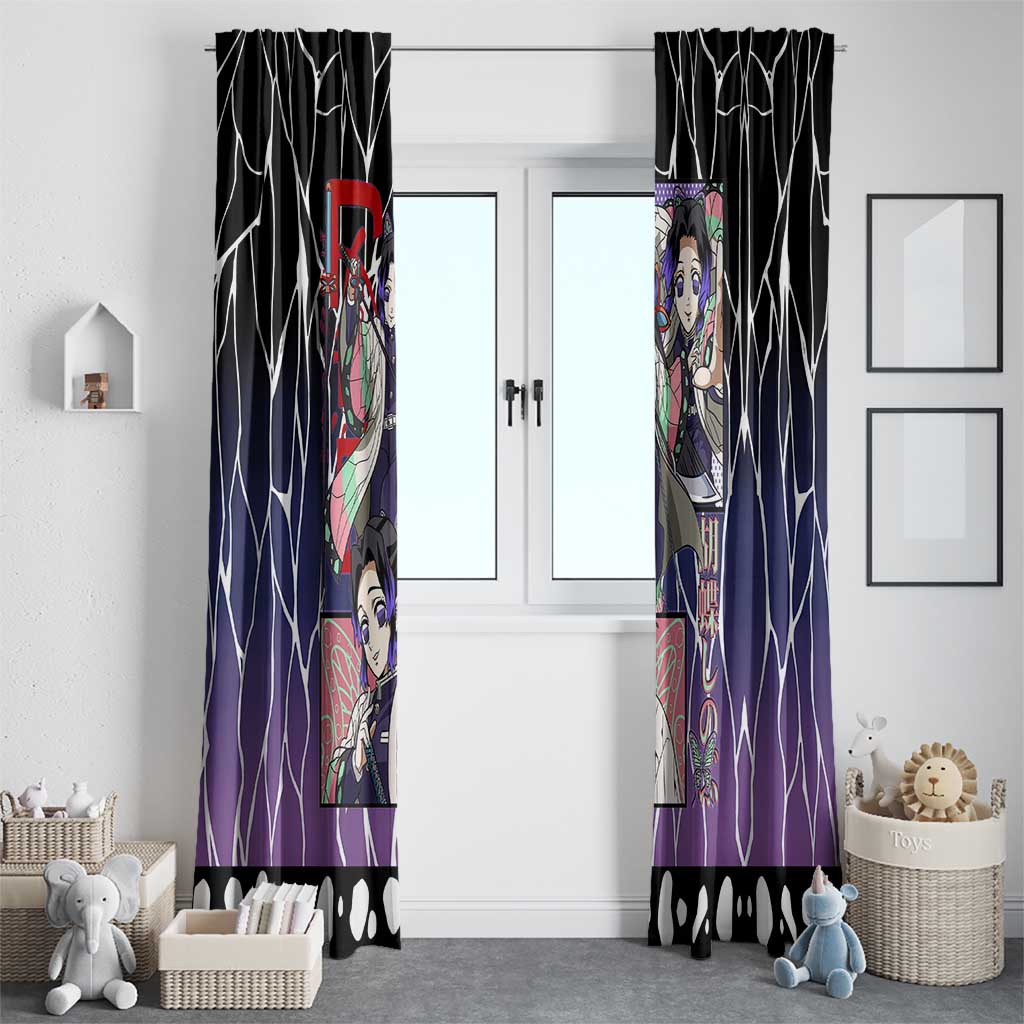 Shinobu Kocho Demon Slayer Window Curtain with Purple and Black Web Style Design - The Mazicc