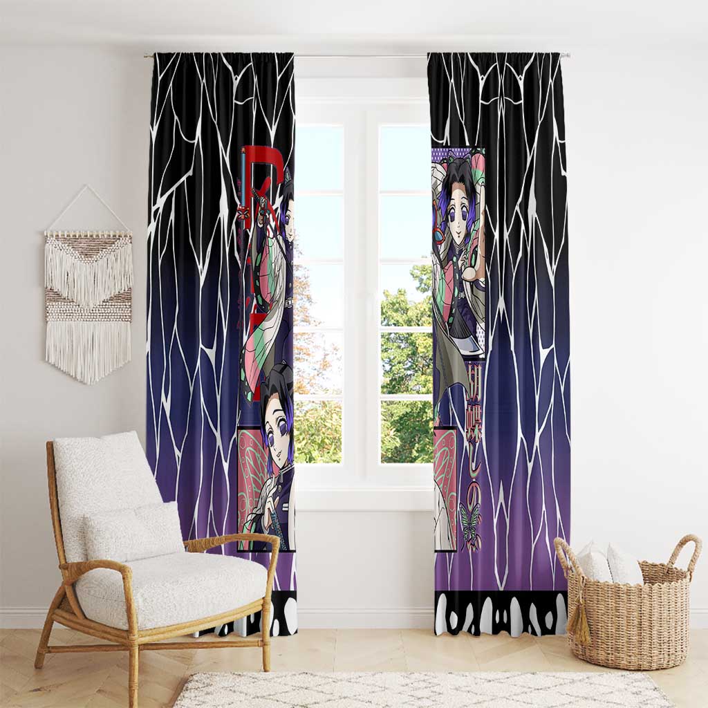 Shinobu Kocho Demon Slayer Window Curtain with Purple and Black Web Style Design - The Mazicc