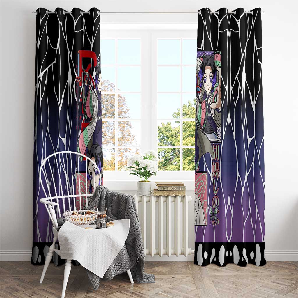 Shinobu Kocho Demon Slayer Window Curtain with Purple and Black Web Style Design - The Mazicc