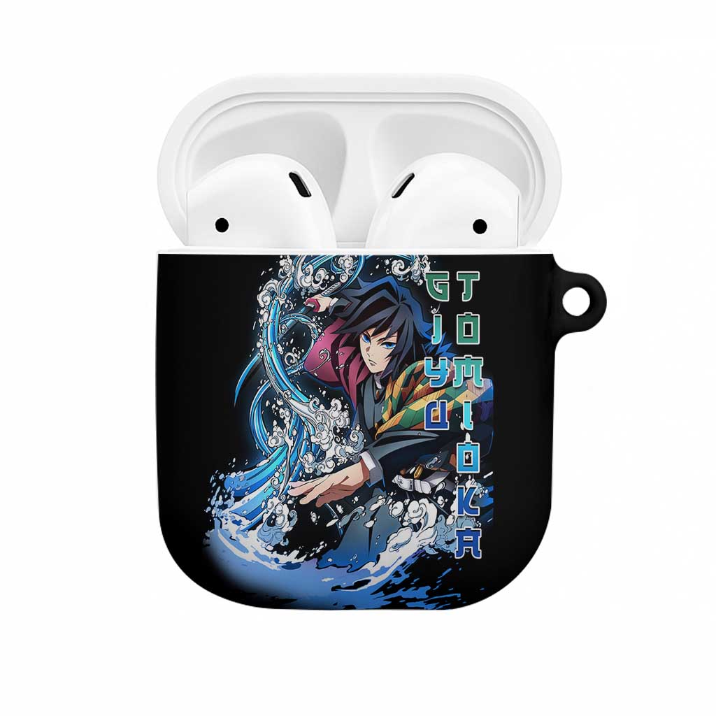 Giyu Tomioka Demon Slayer AirPods Case with Green and Orange Cube Water Style Design - The Mazicc