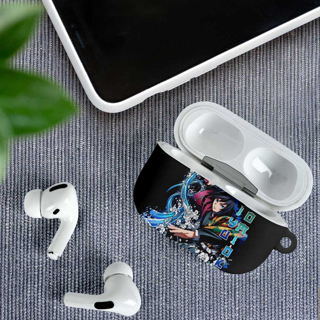 Giyu Tomioka Demon Slayer AirPods Case with Green and Orange Cube Water Style Design - The Mazicc