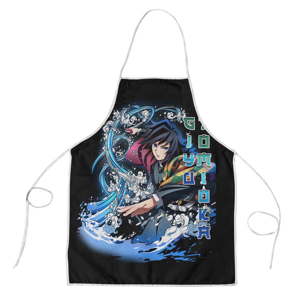 Giyu Tomioka Demon Slayer Apron with Green and Orange Cube Water Style Design - The Mazicc