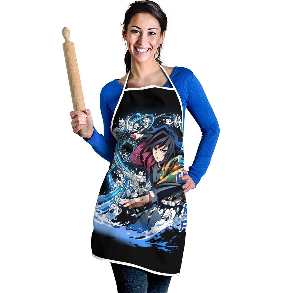 Giyu Tomioka Demon Slayer Apron with Green and Orange Cube Water Style Design - The Mazicc