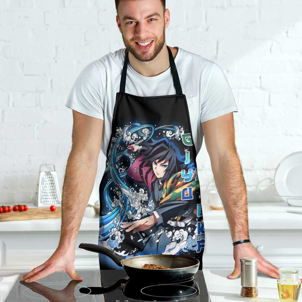 Giyu Tomioka Demon Slayer Apron with Green and Orange Cube Water Style Design - The Mazicc