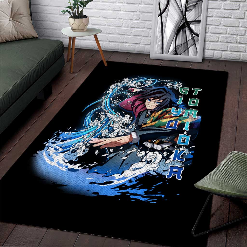 Giyu Tomioka Demon Slayer Area Rug with Green and Orange Cube Water Style Design - The Mazicc