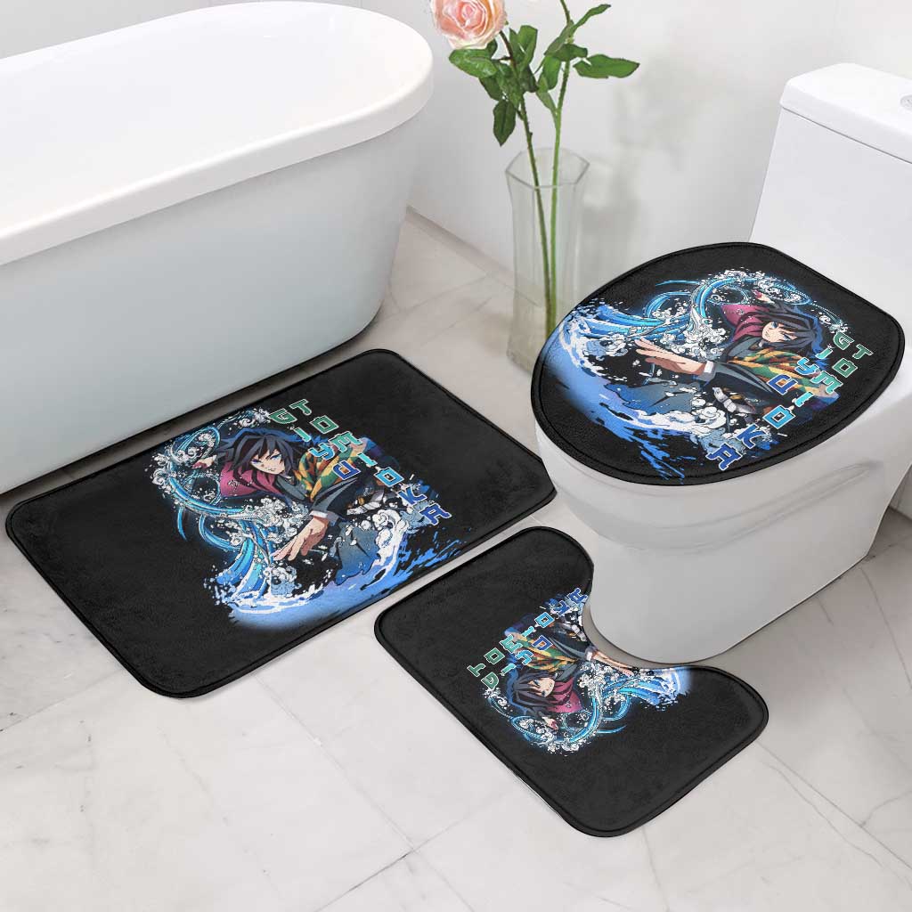 Giyu Tomioka Demon Slayer Bathroom Set with Green and Orange Cube Water Style Design - The Mazicc