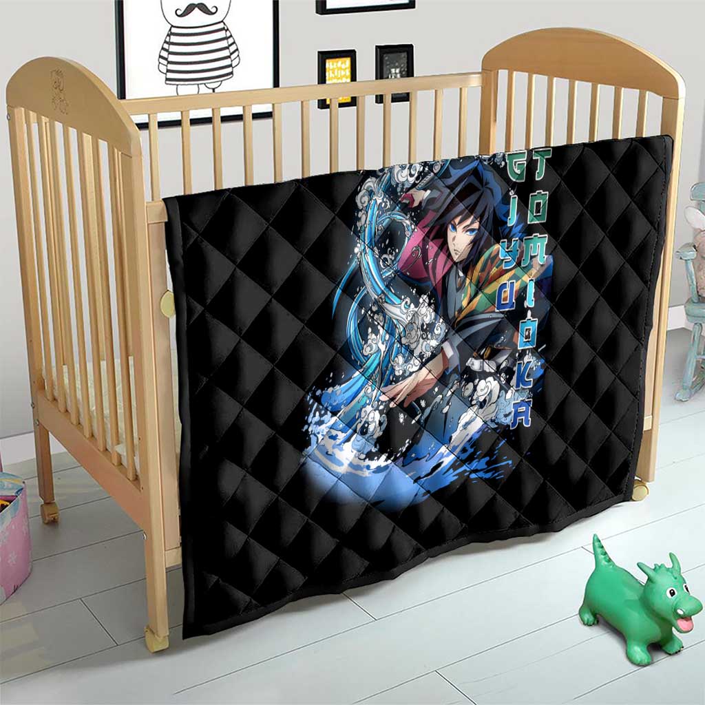 Giyu Tomioka Demon Slayer Quilt with Green and Orange Cube Water Style Design - The Mazicc