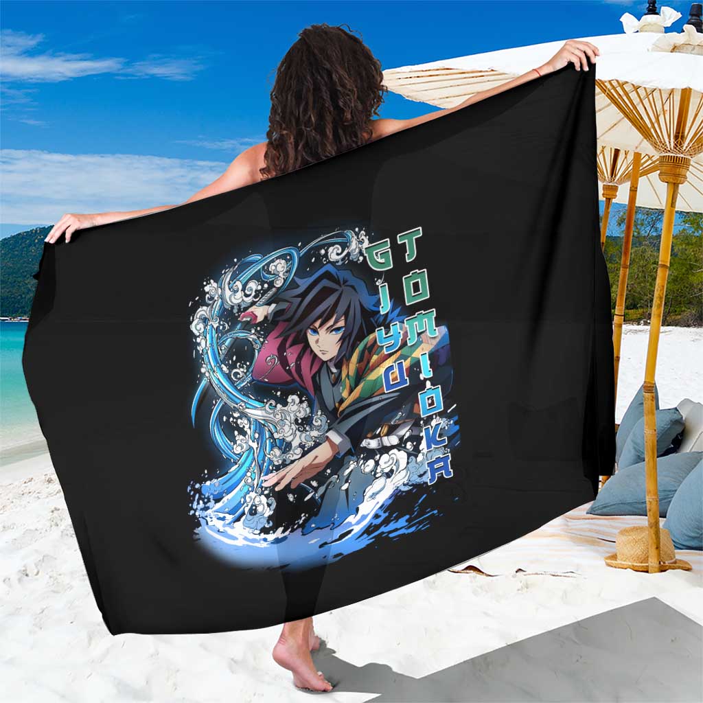 Giyu Tomioka Demon Slayer Sarong with Green and Orange Cube Water Style Design - The Mazicc