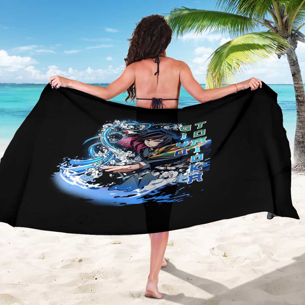 Giyu Tomioka Demon Slayer Sarong with Green and Orange Cube Water Style Design - The Mazicc