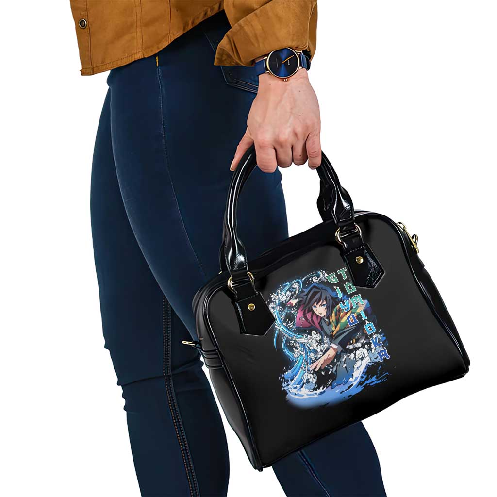 Giyu Tomioka Demon Slayer Shoulder Handbag with Green and Orange Cube Water Style Design - The Mazicc