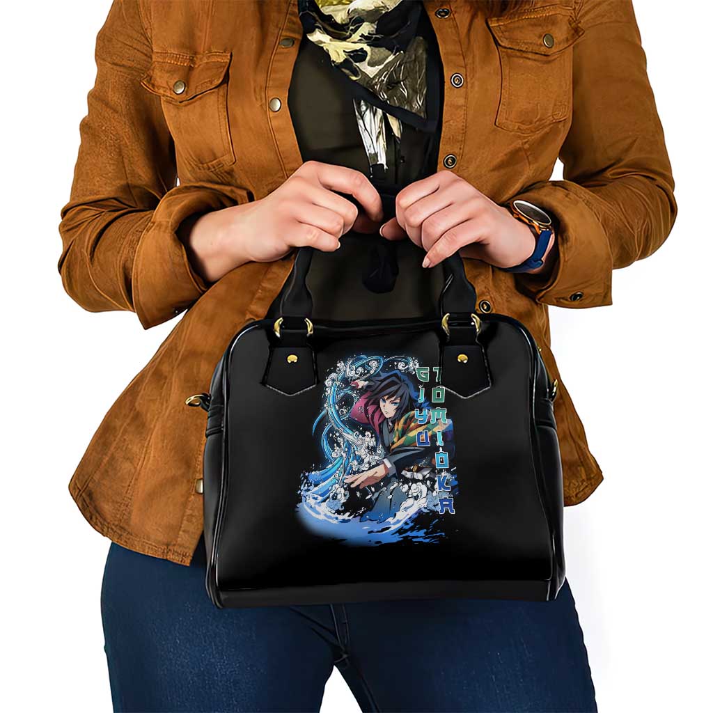 Giyu Tomioka Demon Slayer Shoulder Handbag with Green and Orange Cube Water Style Design - The Mazicc
