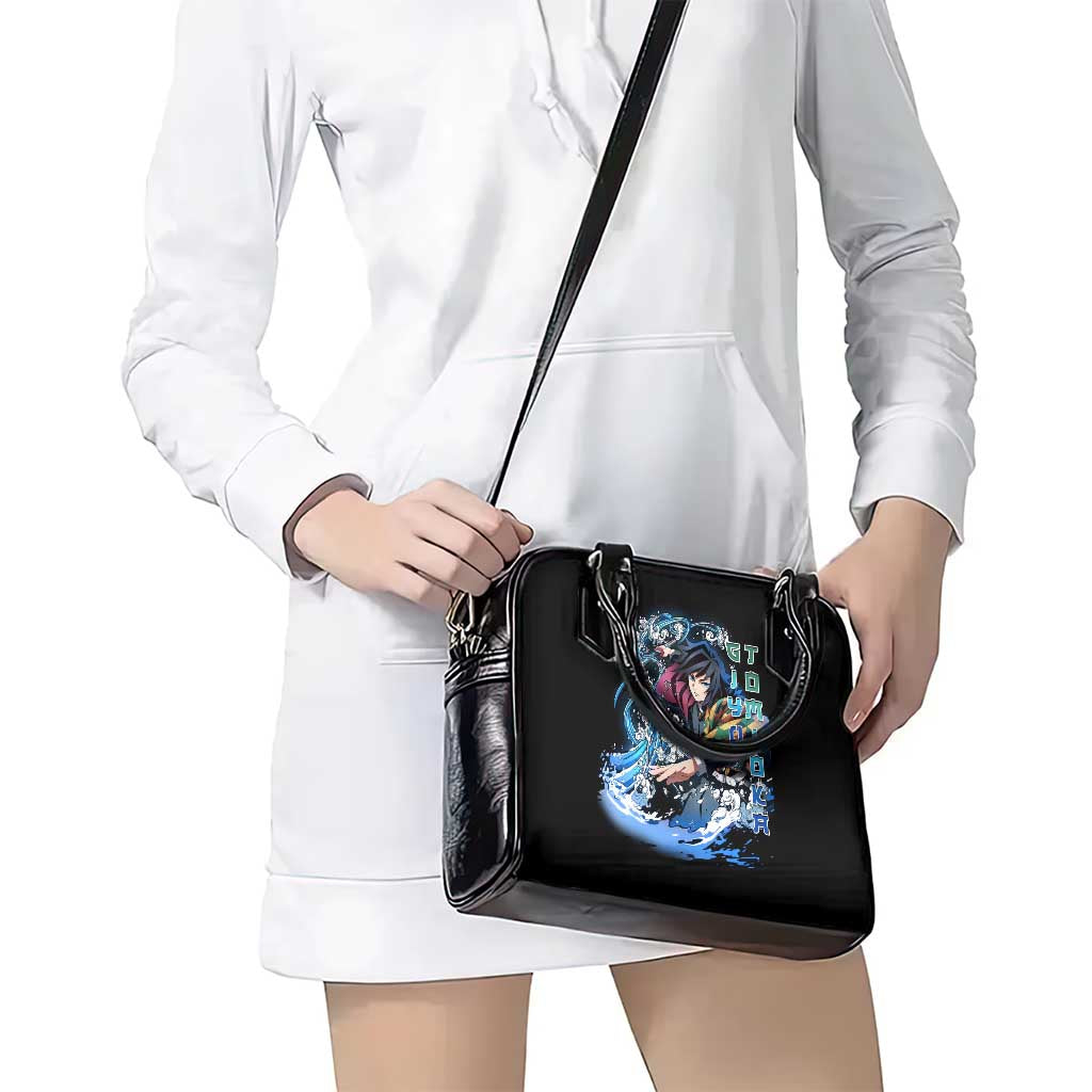 Giyu Tomioka Demon Slayer Shoulder Handbag with Green and Orange Cube Water Style Design - The Mazicc