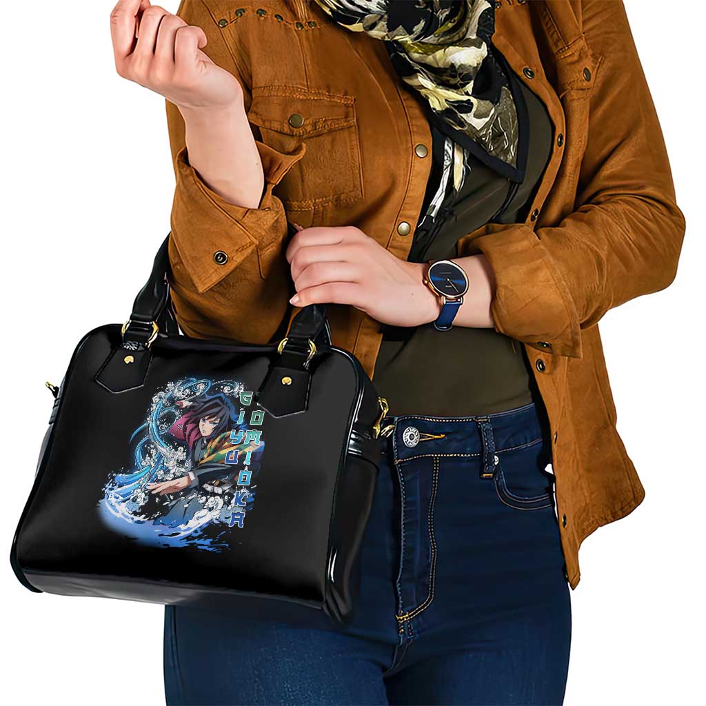 Giyu Tomioka Demon Slayer Shoulder Handbag with Green and Orange Cube Water Style Design - The Mazicc