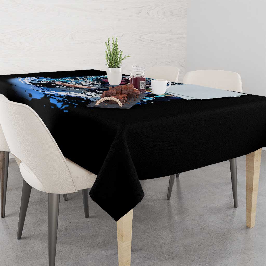 Giyu Tomioka Demon Slayer Tablecloth with Green and Orange Cube Water Style Design - The Mazicc