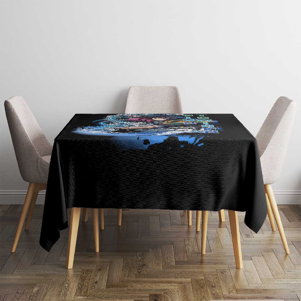 Giyu Tomioka Demon Slayer Tablecloth with Green and Orange Cube Water Style Design - The Mazicc