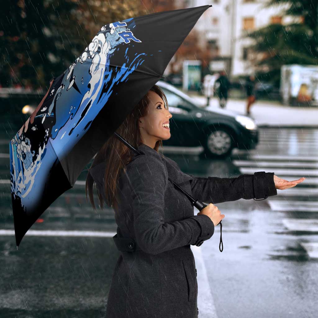 Giyu Tomioka Demon Slayer Umbrella with Green and Orange Cube Water Style Design - The Mazicc