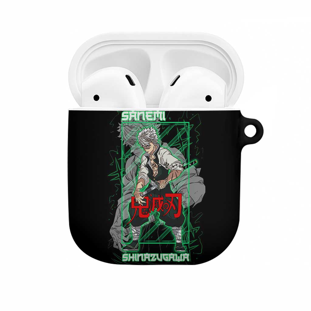 Shinazugawa Sanemi Demon Slayer AirPods Case with Green and Black Grid Style Design - The Mazicc