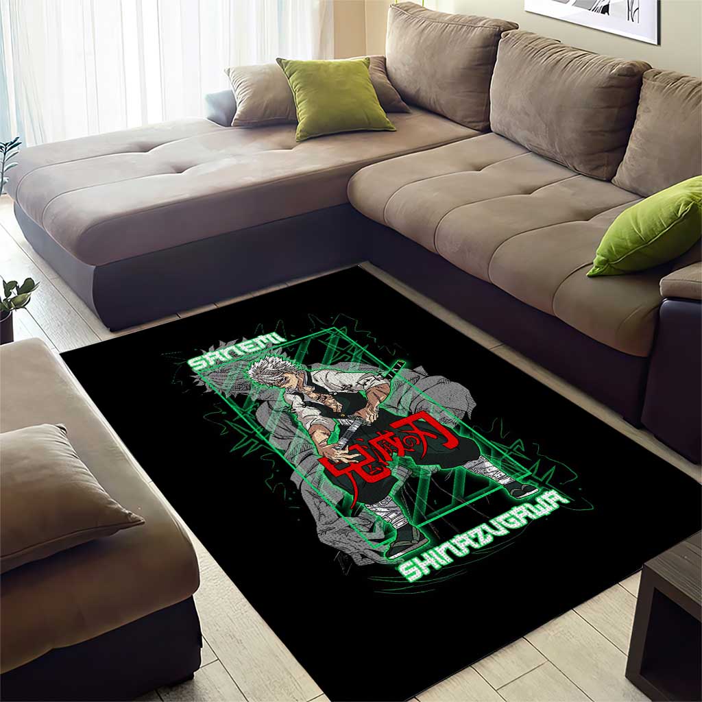 Shinazugawa Sanemi Demon Slayer Area Rug with Green and Black Grid Style Design - The Mazicc