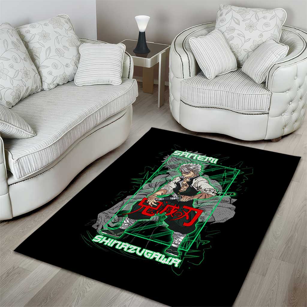 Shinazugawa Sanemi Demon Slayer Area Rug with Green and Black Grid Style Design - The Mazicc