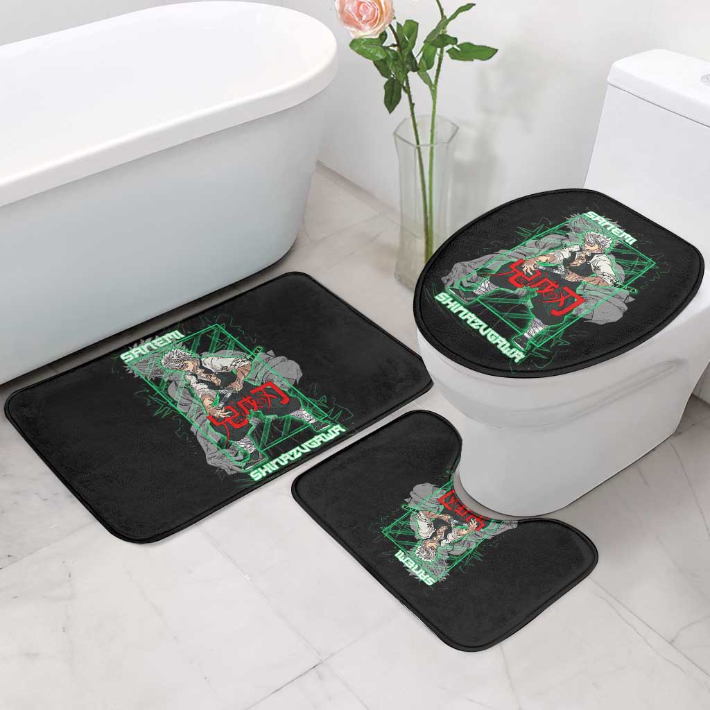 Shinazugawa Sanemi Demon Slayer Bathroom Set with Green and Black Grid Style Design - The Mazicc