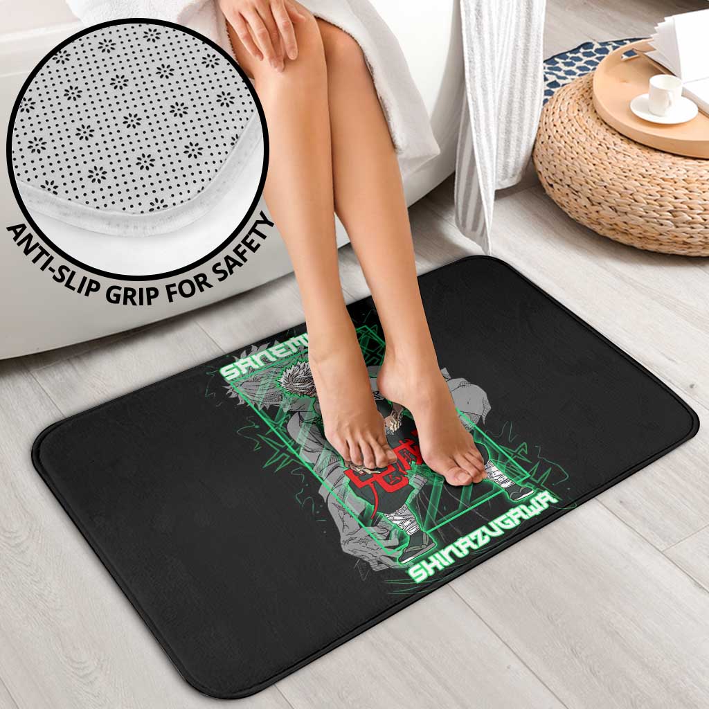 Shinazugawa Sanemi Demon Slayer Bathroom Set with Green and Black Grid Style Design - The Mazicc
