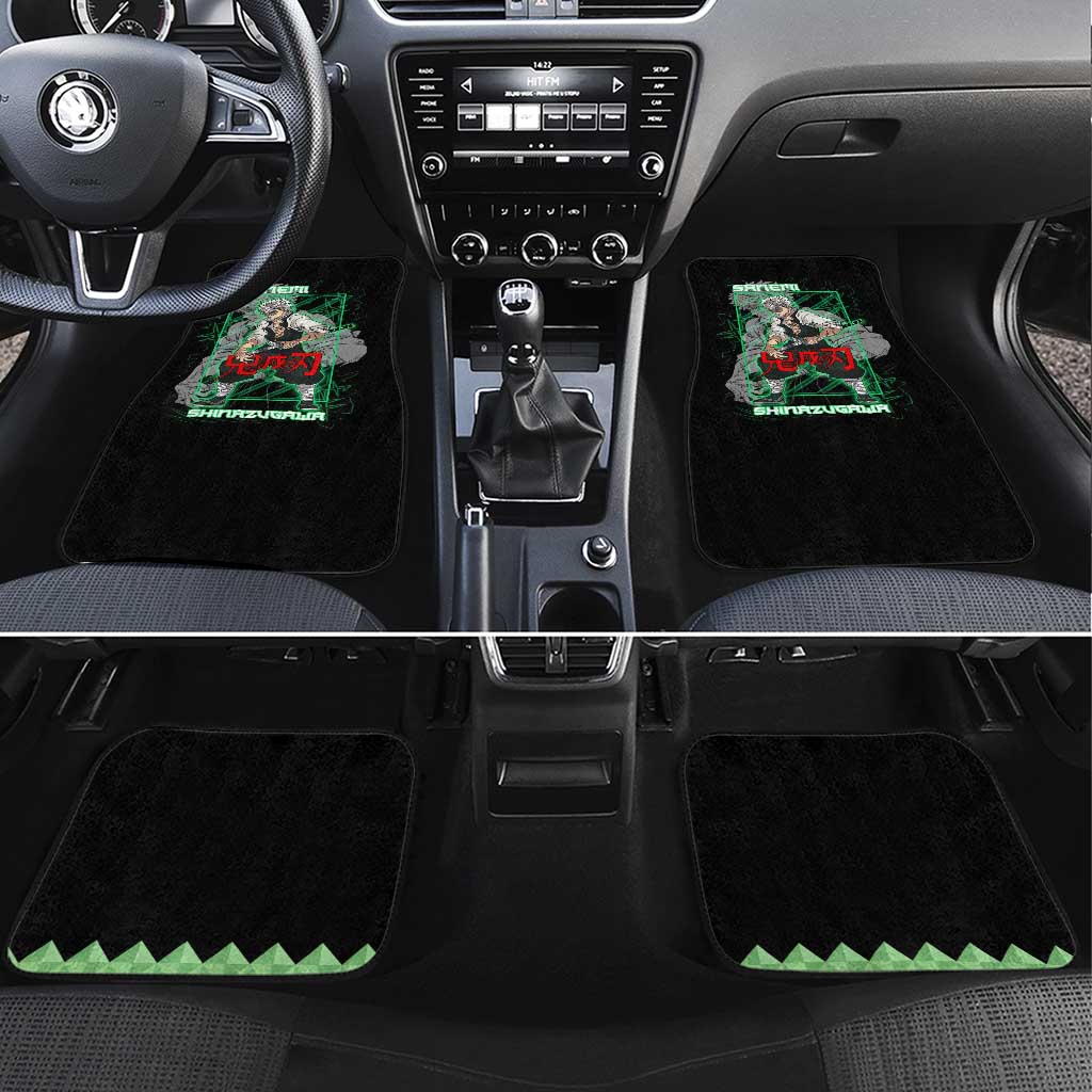 Shinazugawa Sanemi Demon Slayer Car Mats with Green and Black Grid Style Design - The Mazicc