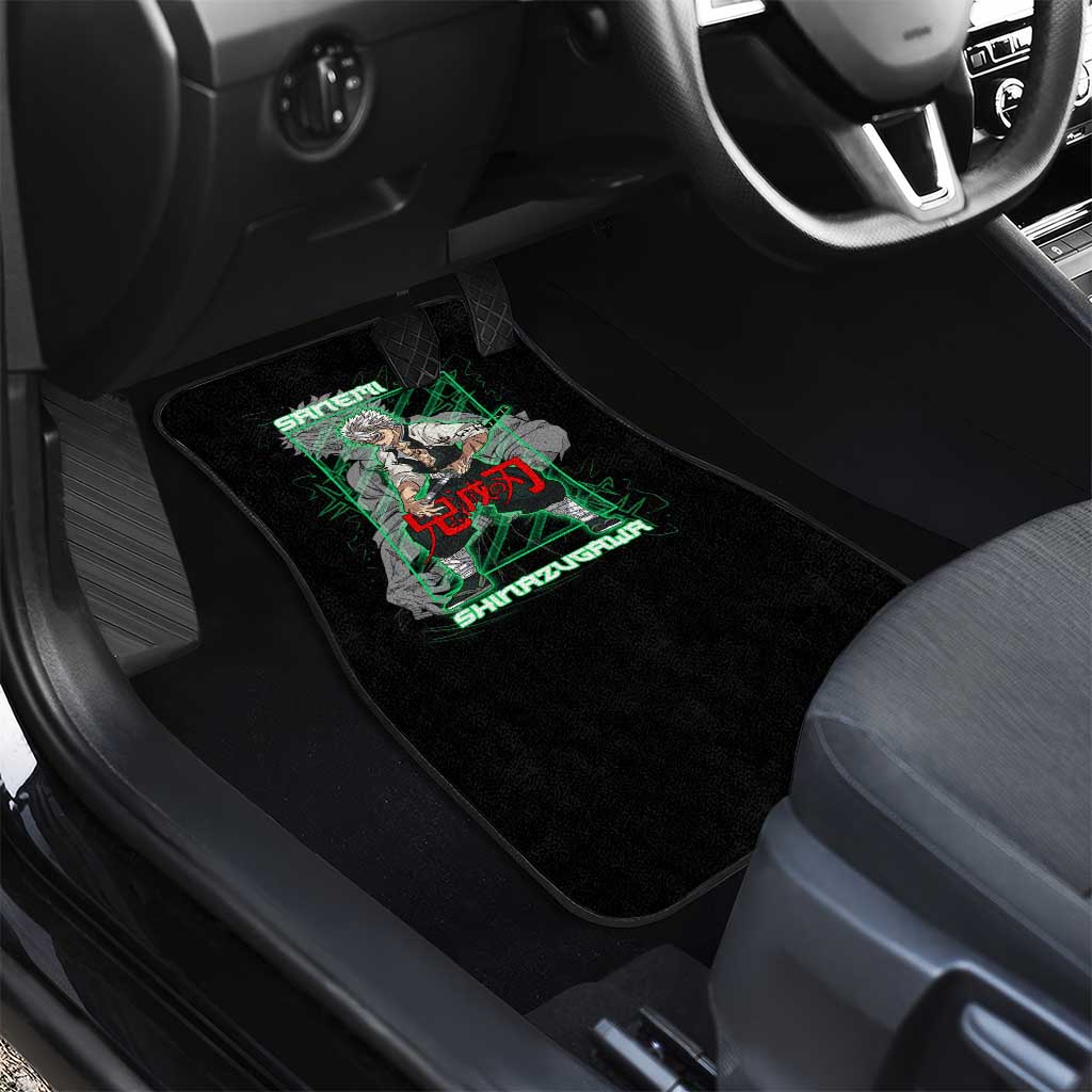 Shinazugawa Sanemi Demon Slayer Car Mats with Green and Black Grid Style Design - The Mazicc