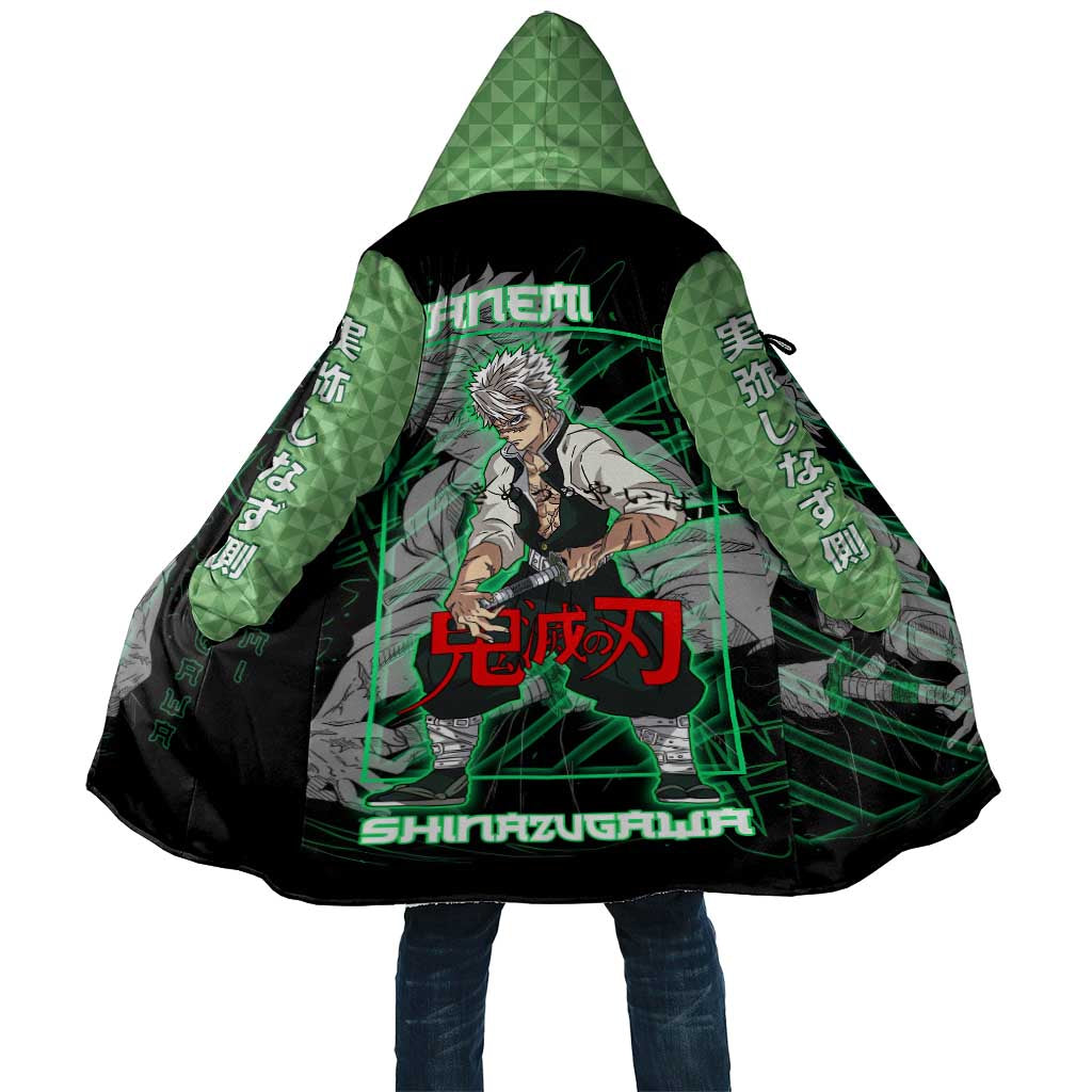 Shinazugawa Sanemi Demon Slayer Cloak with Green and Black Grid Style Design - The Mazicc
