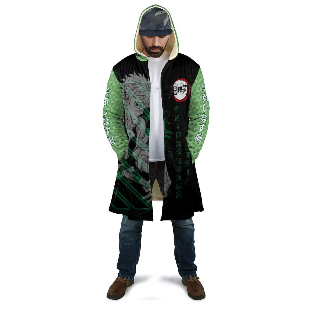 Shinazugawa Sanemi Demon Slayer Cloak with Green and Black Grid Style Design - The Mazicc