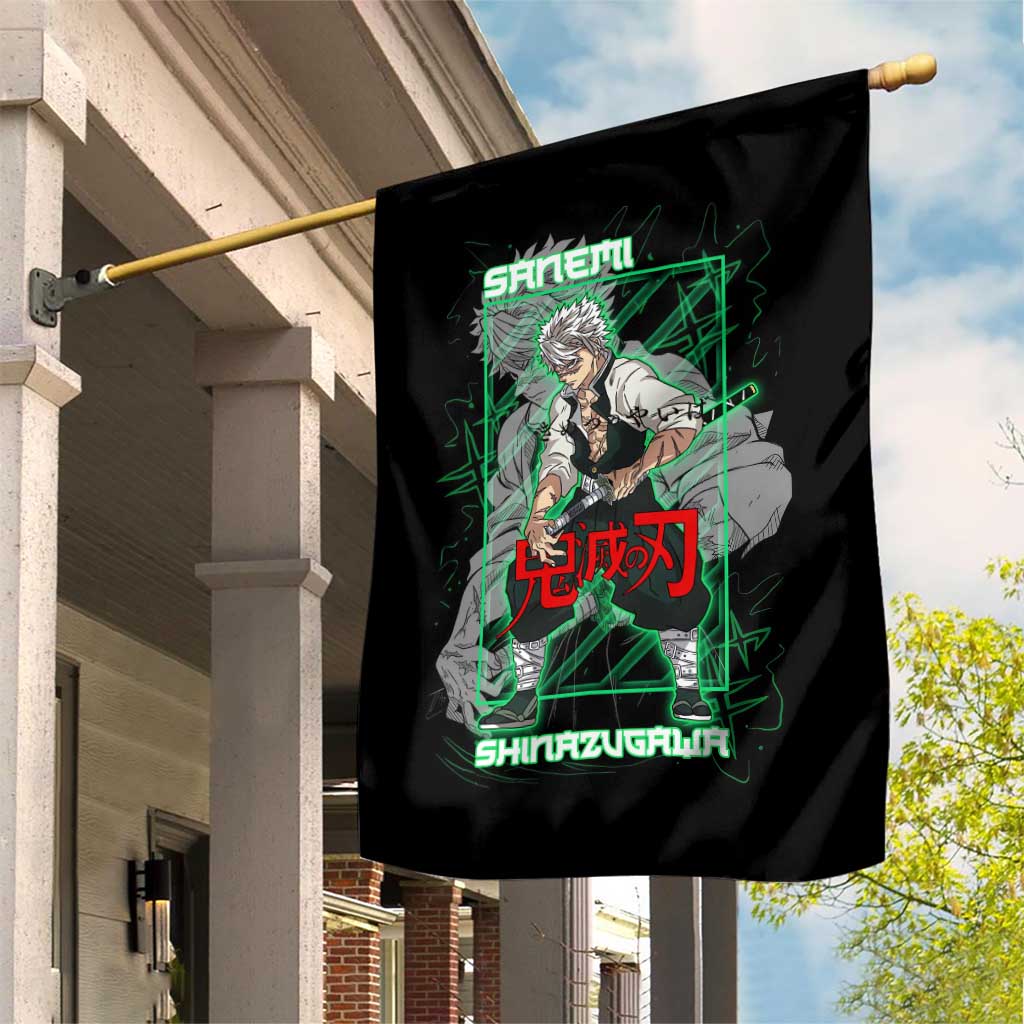 Shinazugawa Sanemi Demon Slayer Garden Flag with Green and Black Grid Style Design - The Mazicc