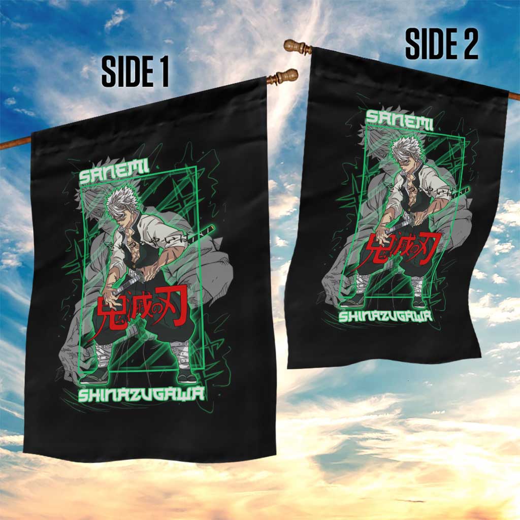 Shinazugawa Sanemi Demon Slayer Garden Flag with Green and Black Grid Style Design - The Mazicc