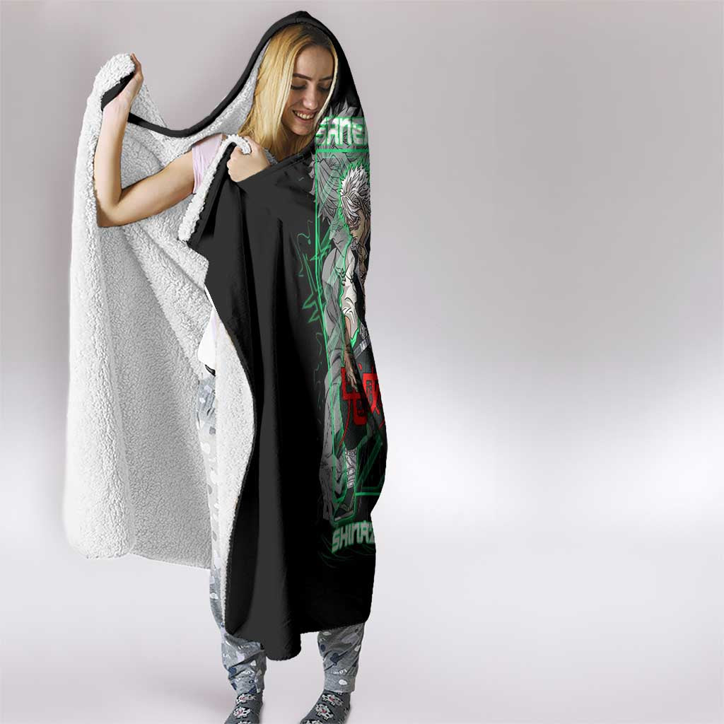 Shinazugawa Sanemi Demon Slayer Hooded Blanket with Green and Black Grid Style Design - The Mazicc