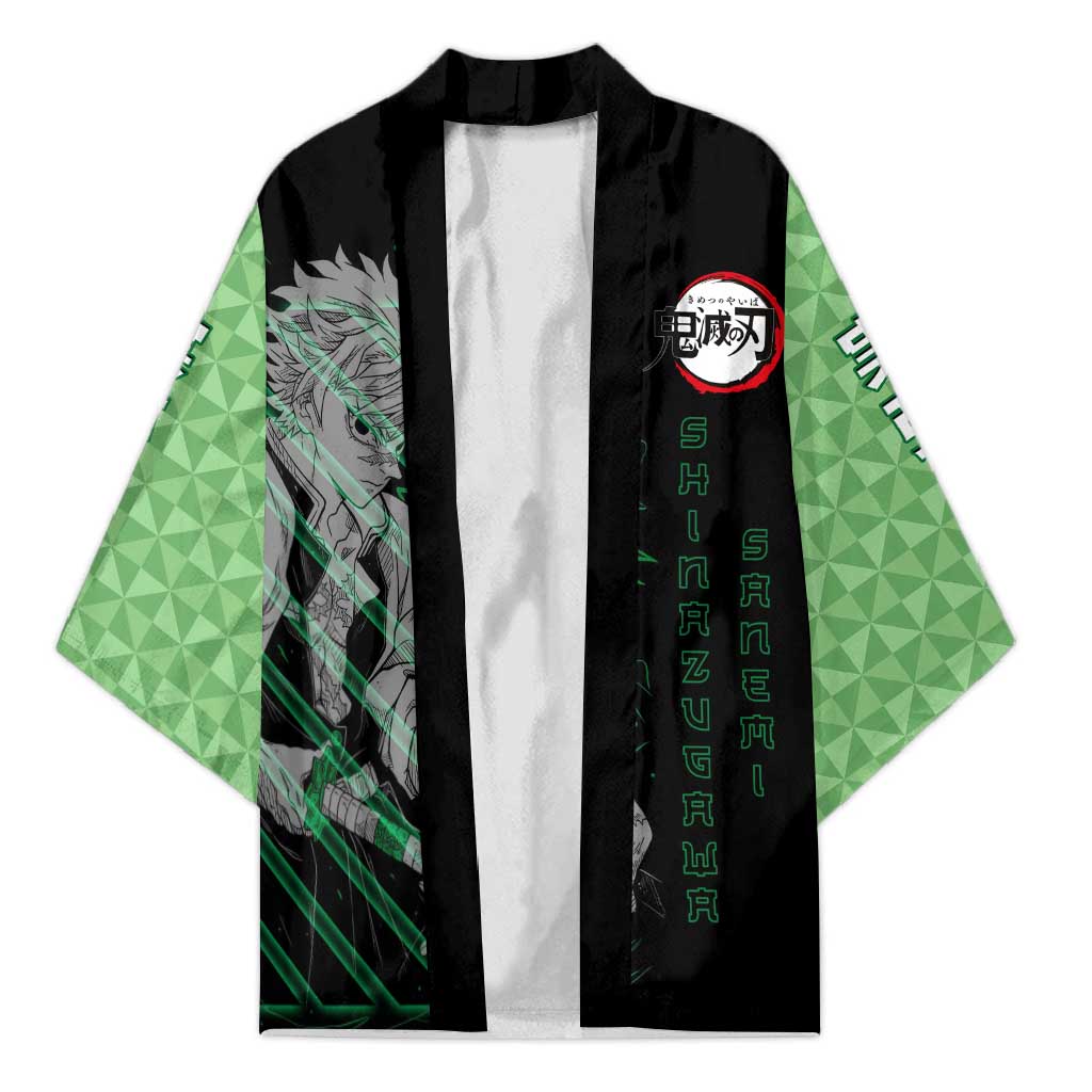 Shinazugawa Sanemi Demon Slayer Kimono with Green and Black Grid Style Design - The Mazicc