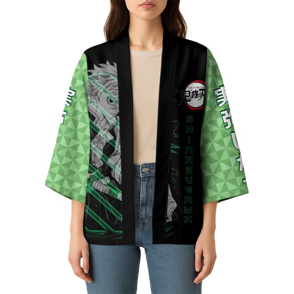 Shinazugawa Sanemi Demon Slayer Kimono with Green and Black Grid Style Design - The Mazicc