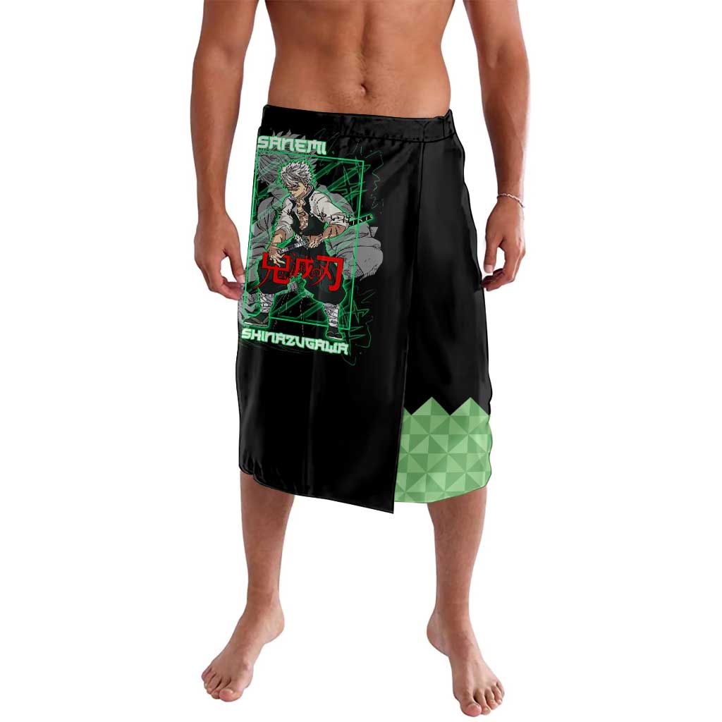 Shinazugawa Sanemi Demon Slayer Lavalava with Green and Black Grid Style Design - The Mazicc