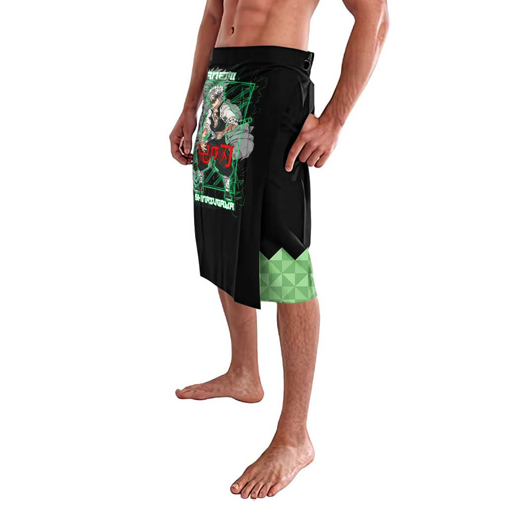 Shinazugawa Sanemi Demon Slayer Lavalava with Green and Black Grid Style Design - The Mazicc