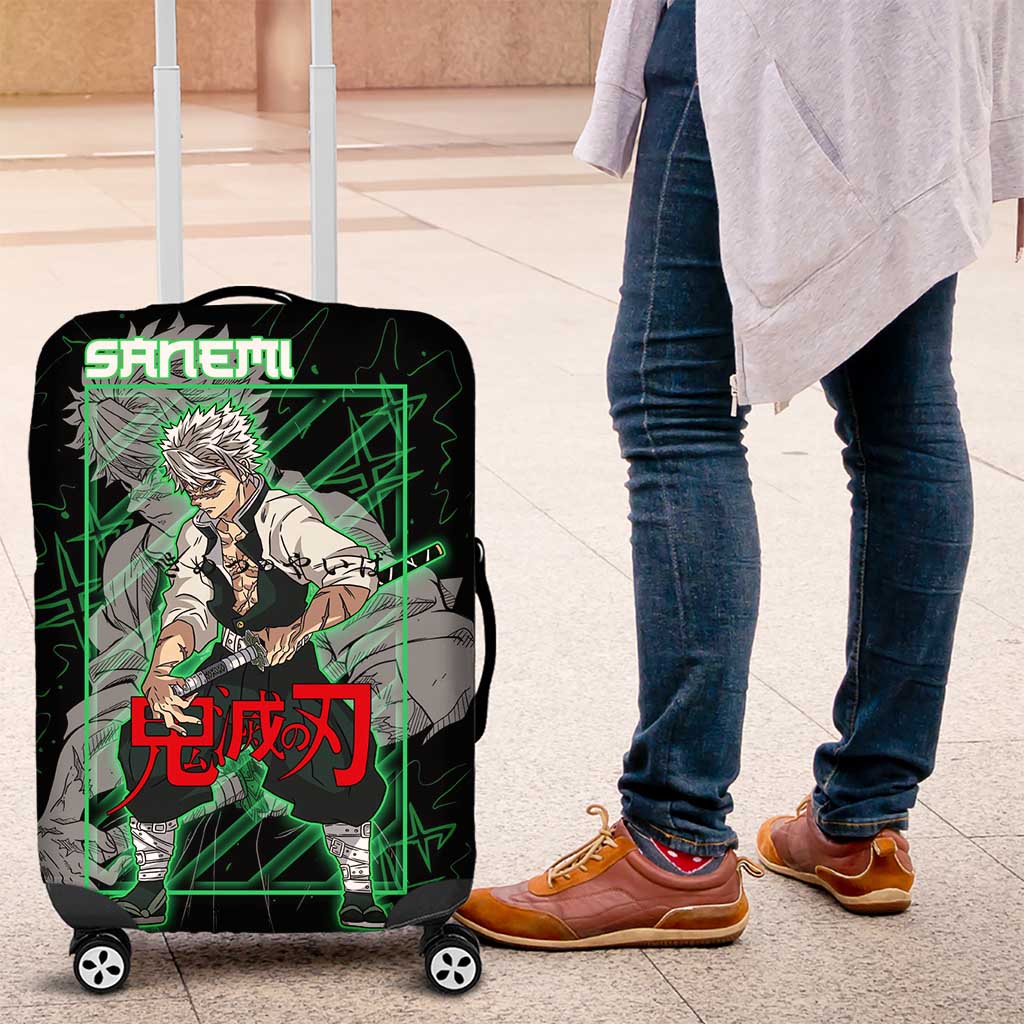 Shinazugawa Sanemi Demon Slayer Luggage Cover with Green and Black Grid Style Design - The Mazicc