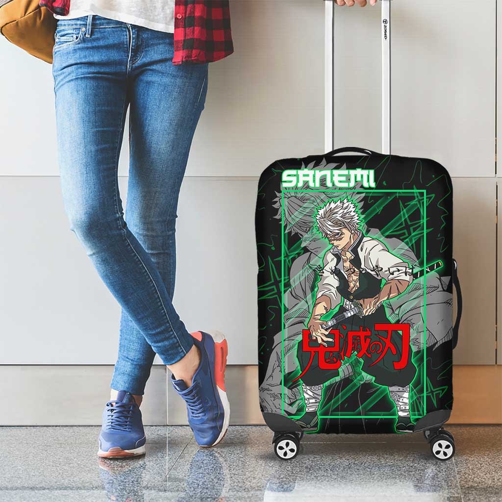 Shinazugawa Sanemi Demon Slayer Luggage Cover with Green and Black Grid Style Design - The Mazicc
