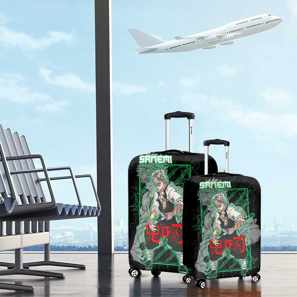 Shinazugawa Sanemi Demon Slayer Luggage Cover with Green and Black Grid Style Design - The Mazicc