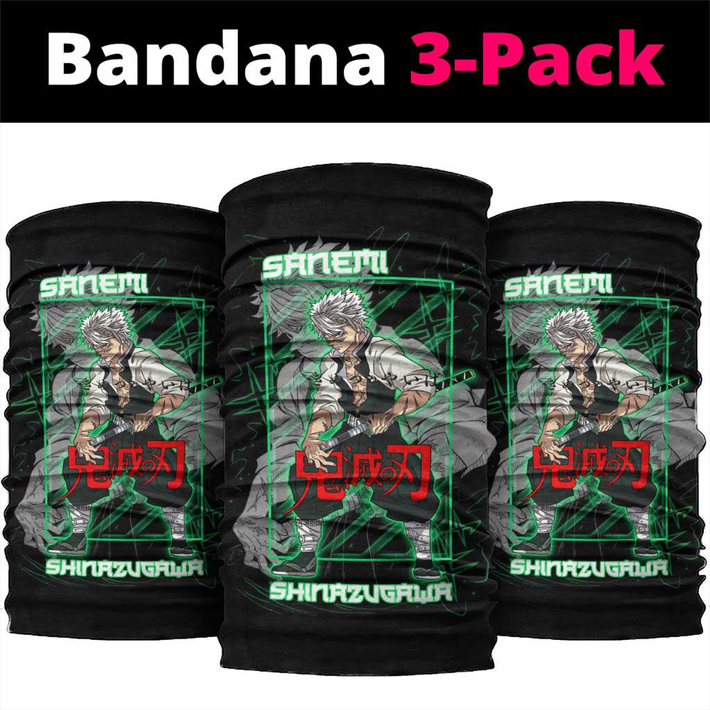 Shinazugawa Sanemi Demon Slayer Neck Gaiter with Green and Black Grid Style Design - The Mazicc