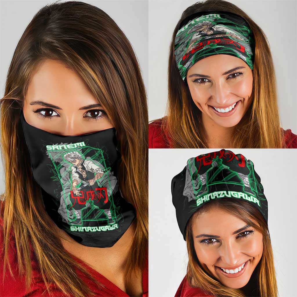 Shinazugawa Sanemi Demon Slayer Neck Gaiter with Green and Black Grid Style Design - The Mazicc