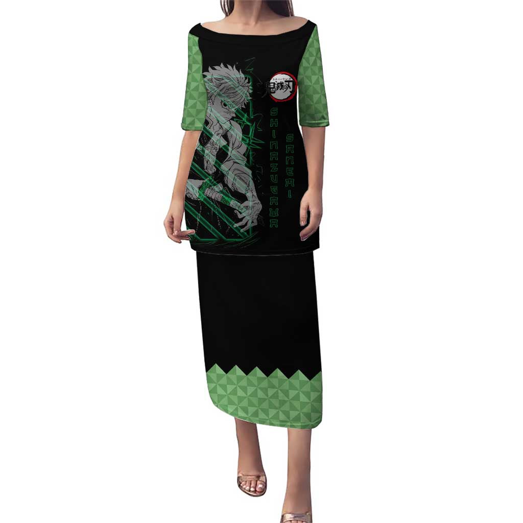 Shinazugawa Sanemi Demon Slayer Puletasi with Green and Black Grid Style Design - The Mazicc