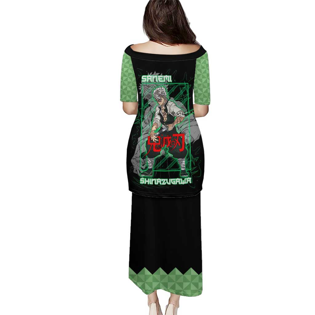Shinazugawa Sanemi Demon Slayer Puletasi with Green and Black Grid Style Design - The Mazicc