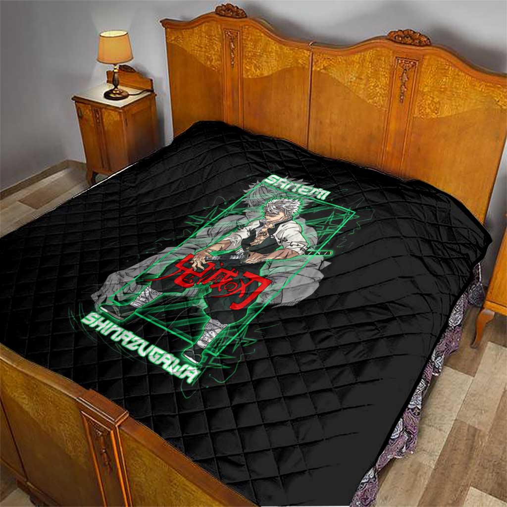 Shinazugawa Sanemi Demon Slayer Quilt with Green and Black Grid Style Design - The Mazicc