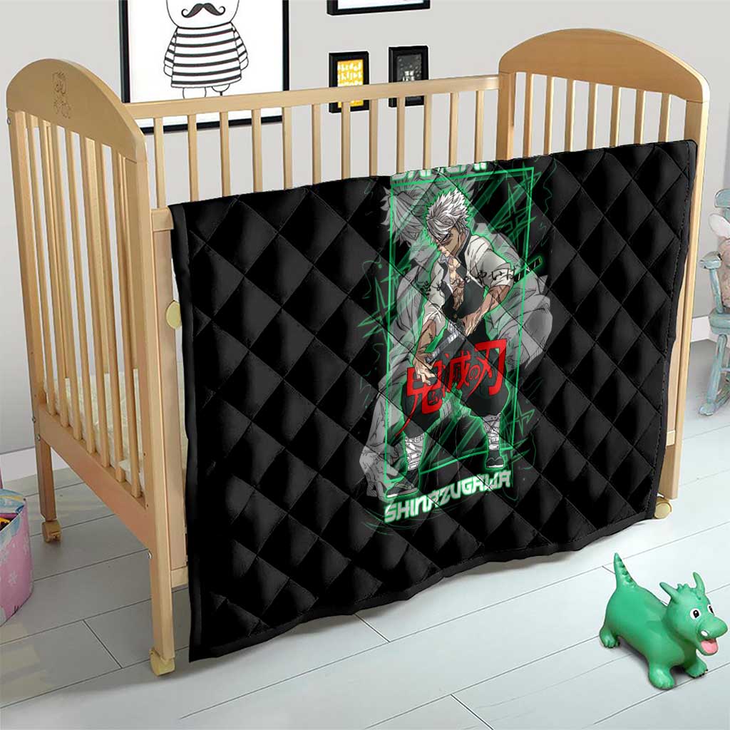 Shinazugawa Sanemi Demon Slayer Quilt with Green and Black Grid Style Design - The Mazicc