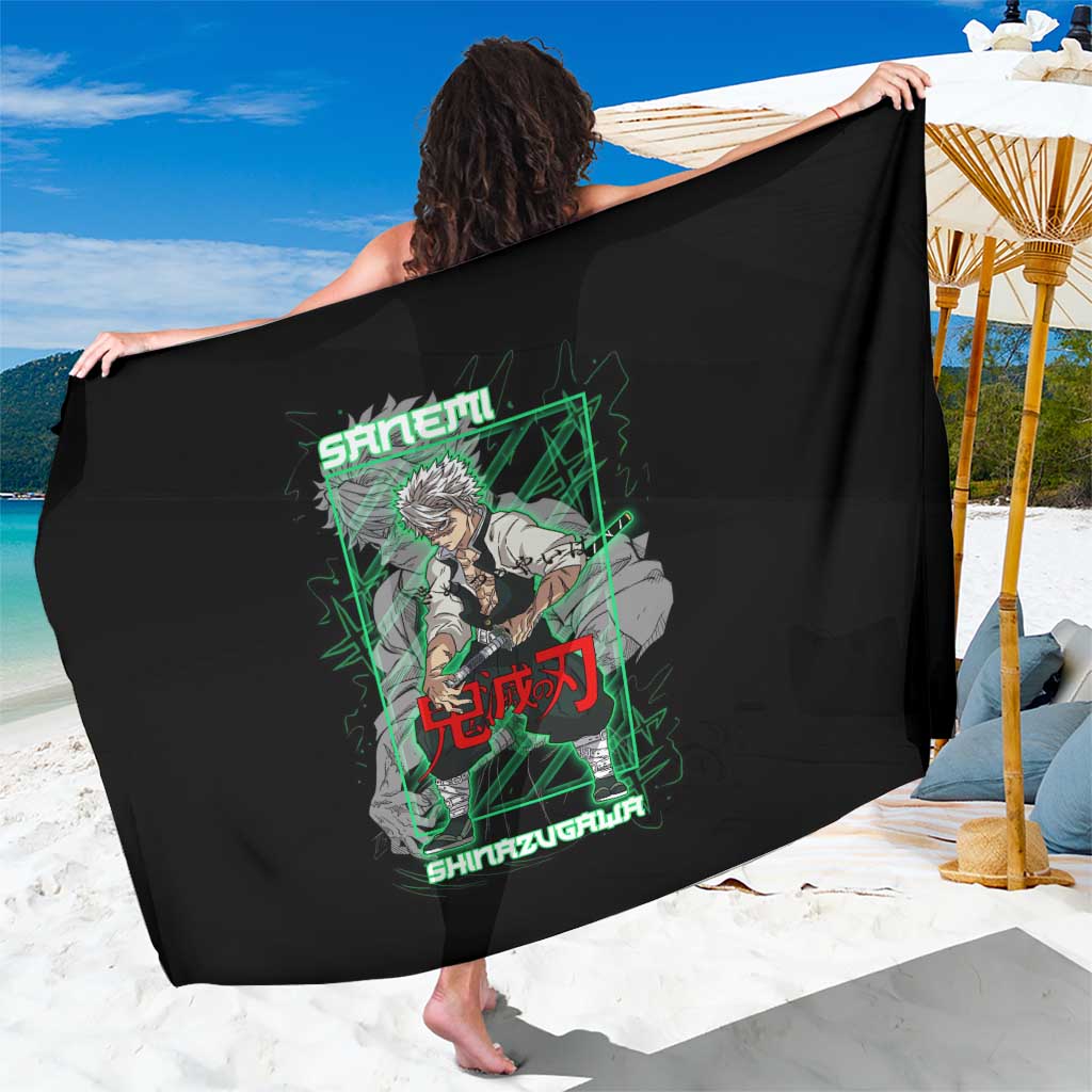 Shinazugawa Sanemi Demon Slayer Sarong with Green and Black Grid Style Design - The Mazicc