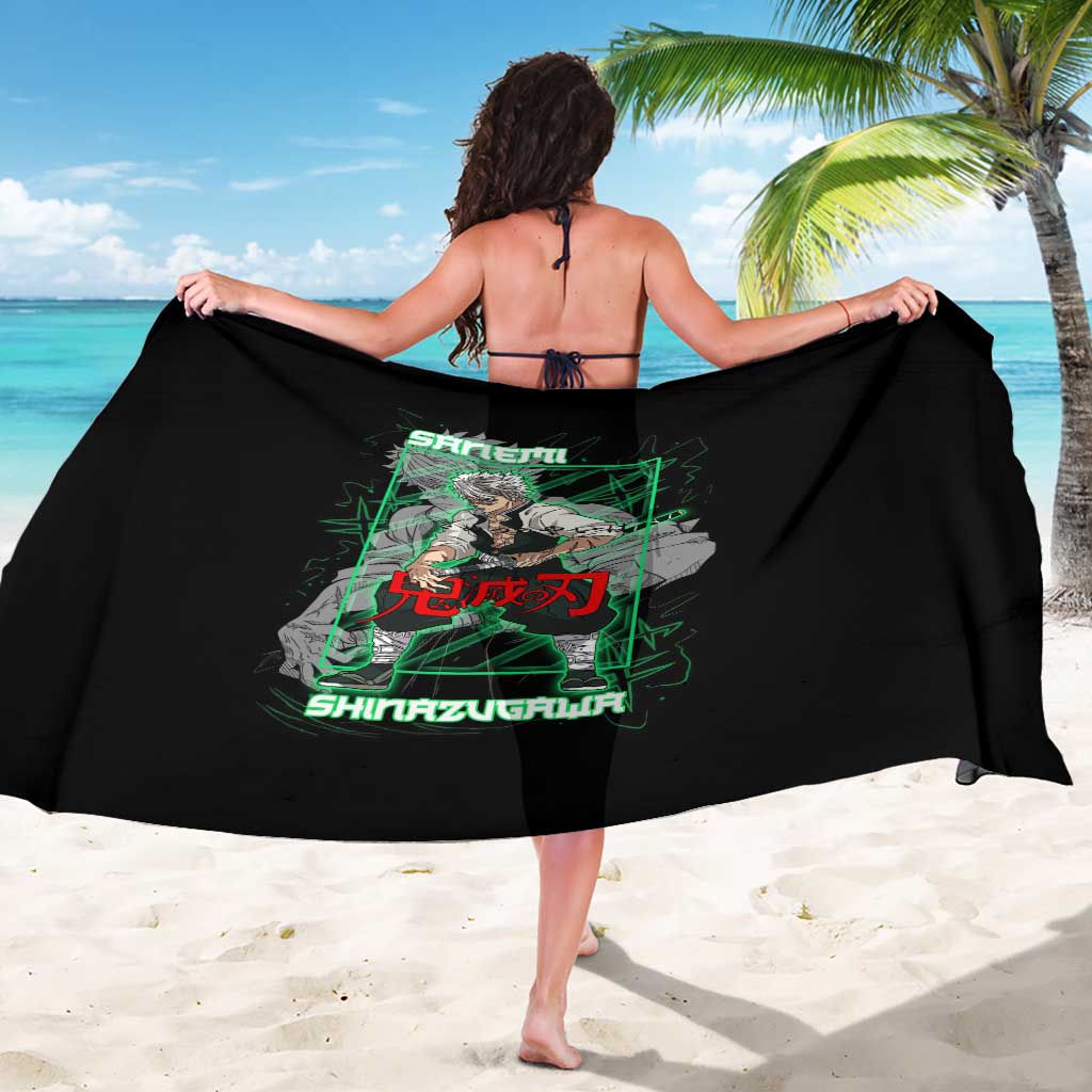Shinazugawa Sanemi Demon Slayer Sarong with Green and Black Grid Style Design - The Mazicc