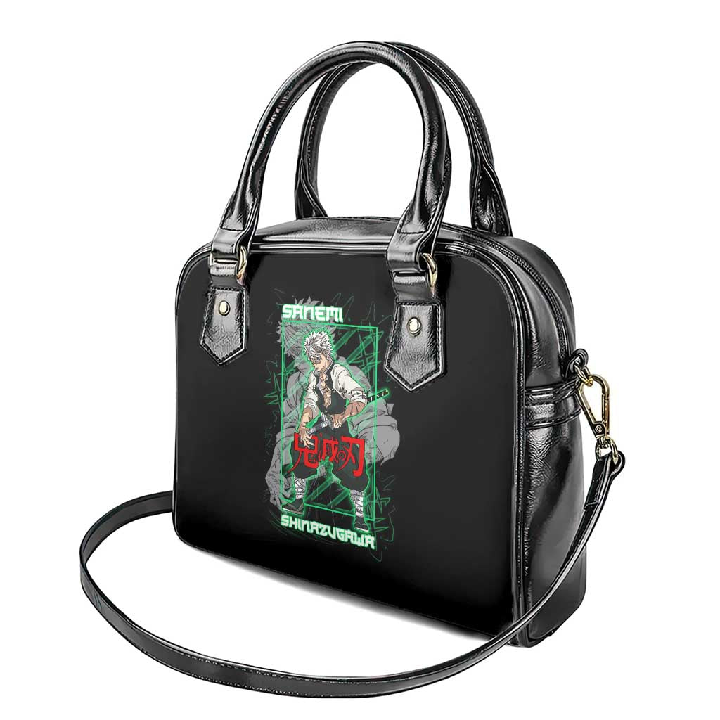 Shinazugawa Sanemi Demon Slayer Shoulder Handbag with Green and Black Grid Style Design - The Mazicc