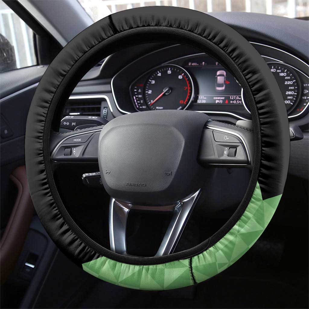 Shinazugawa Sanemi Demon Slayer Steering Wheel Cover with Green and Black Grid Style Design - The Mazicc